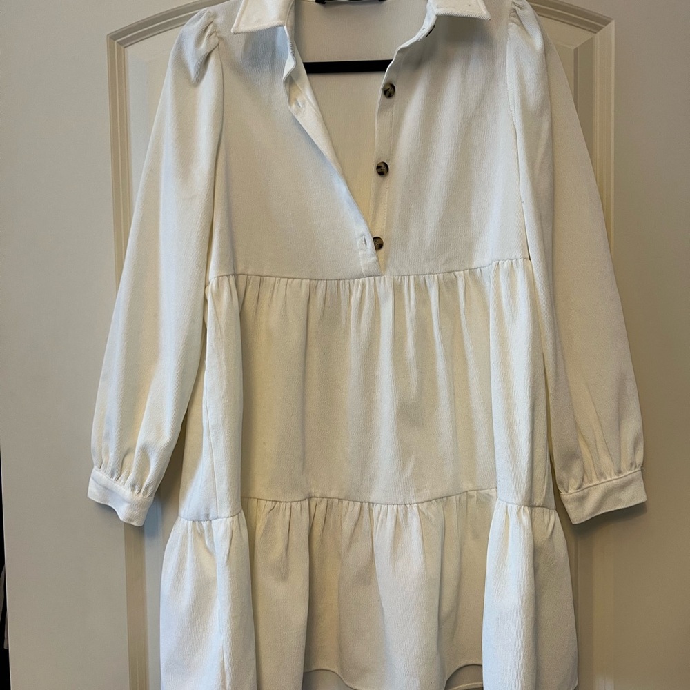 White Button-Up Women's Dress
